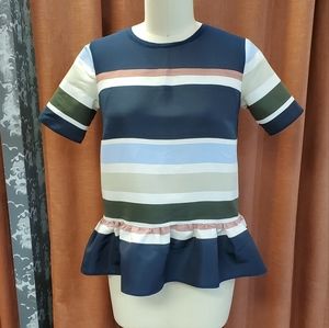 Striped Peplum Twin-Set Top NWT